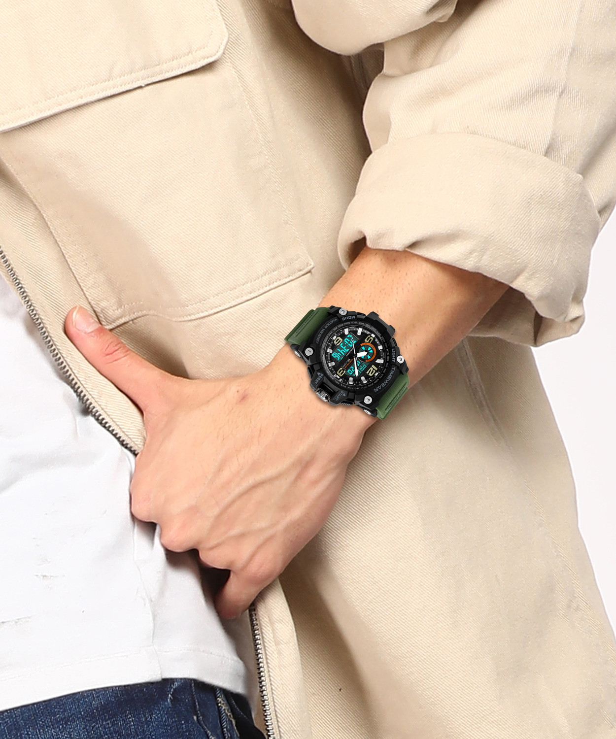 TIMEWEAR 1283GREENTW TIMEWEAR Black Dial Green Silicone Strap