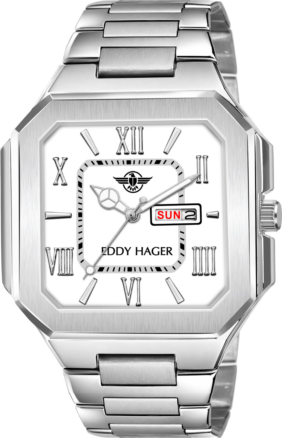Image of Alix Stainless Steel Silver and Black Two Tone Strap with square skeleton dial Analog Watch - For Men AL2914 Automatic Square Dial