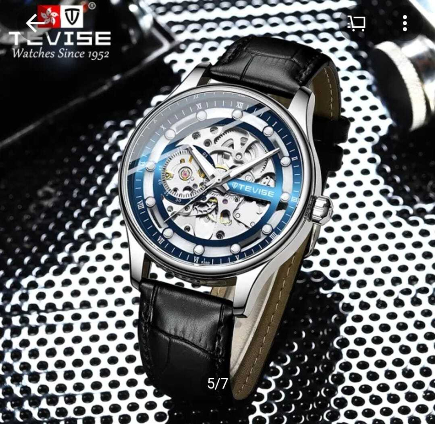 Image of Alix Stainless Steel Silver and Black Two Tone Strap with square skeleton dial Analog Watch - For Men AL2914 Automatic Square Dial