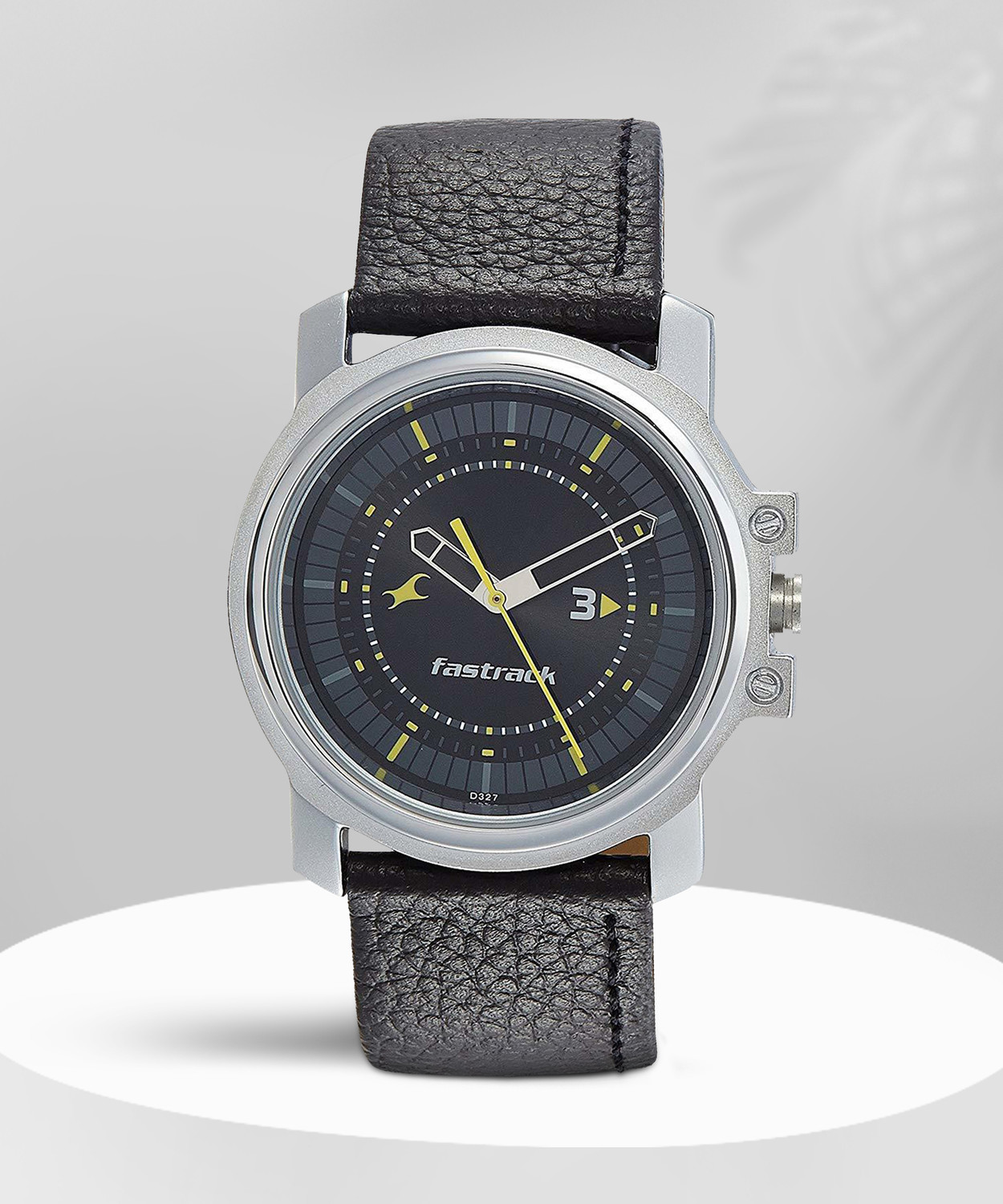 Fastrack NP3039SL02 Fastrack Quartz Black Dial Black Leather Strap ...