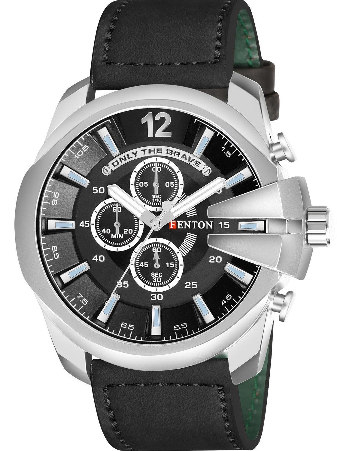 FENTON WATCHES Fbn-90151 Trendy Chronograph Watch with Stainless Steel Case, Black Dial Analog Watch - For Men