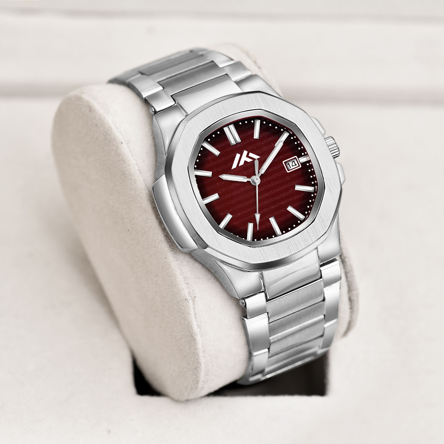 Image of Alix Stainless Steel Silver and Black Two Tone Strap with square skeleton dial Analog Watch - For Men AL2914 Automatic Square Dial