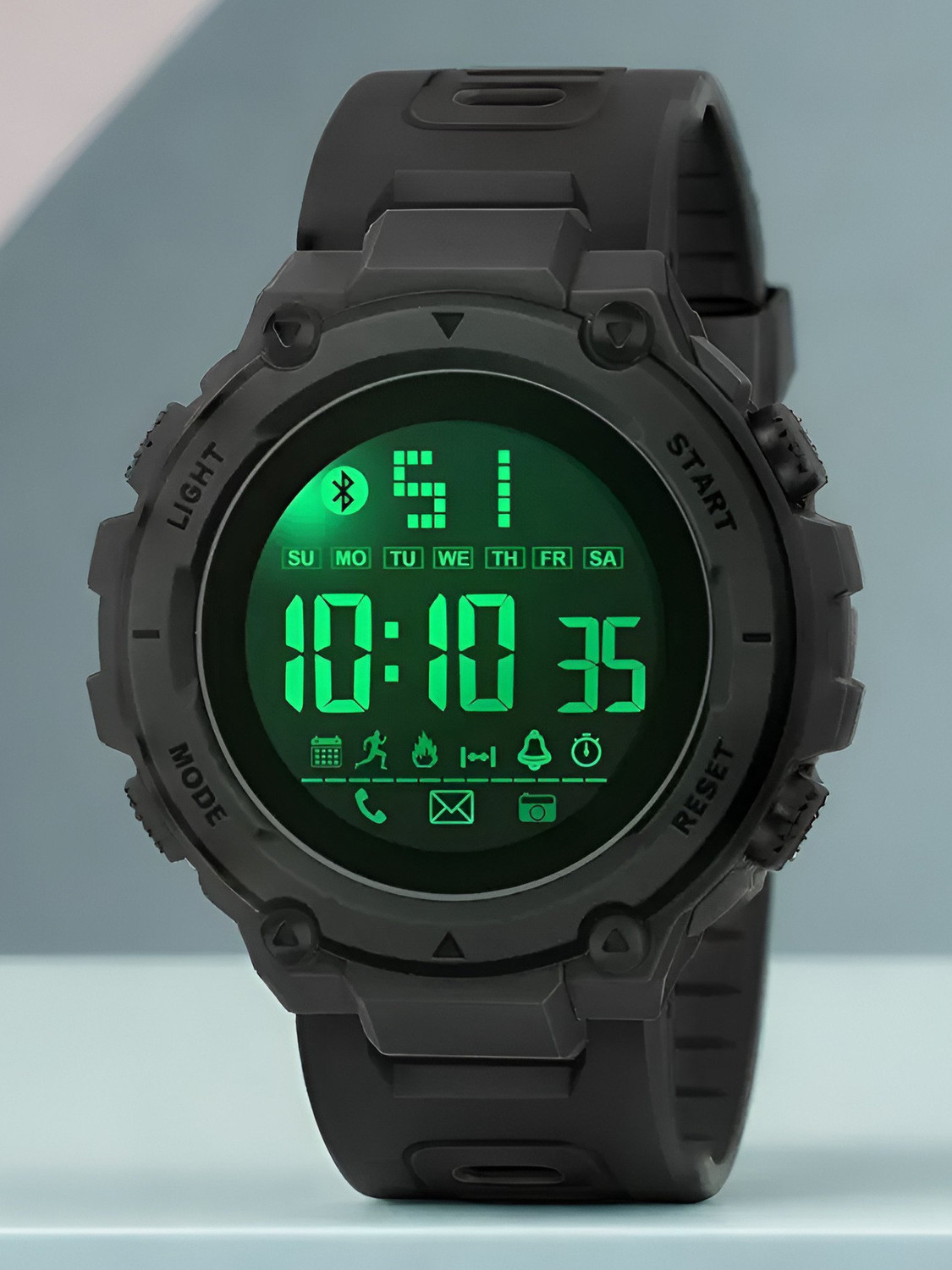 Image of Harbor Grey Strap Modern Best Sport Use Digital Sports Watch For Men Digital Watch - For Men bold black case paired with a stylish grey textured strap modern Digital Watch