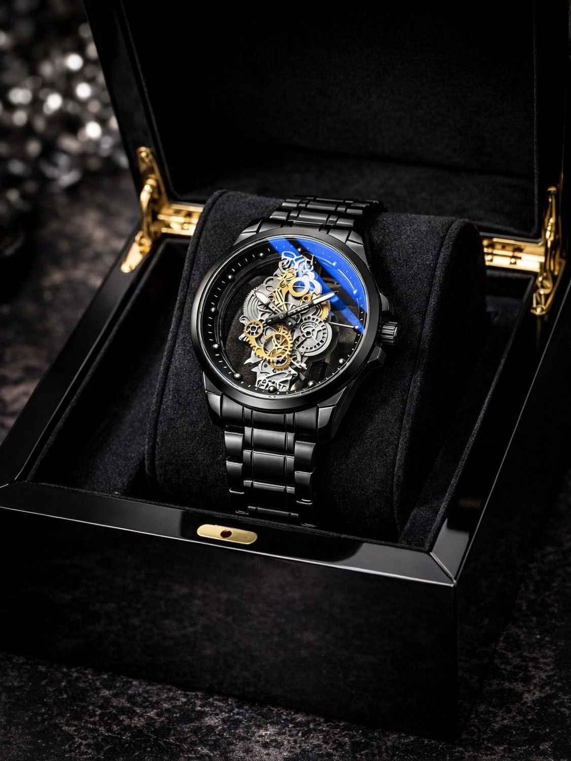 Image of Alix automatic flying wheel tourbillon with date day working silver gold professional Analog Watch - For Men AL2907 Tourbillion