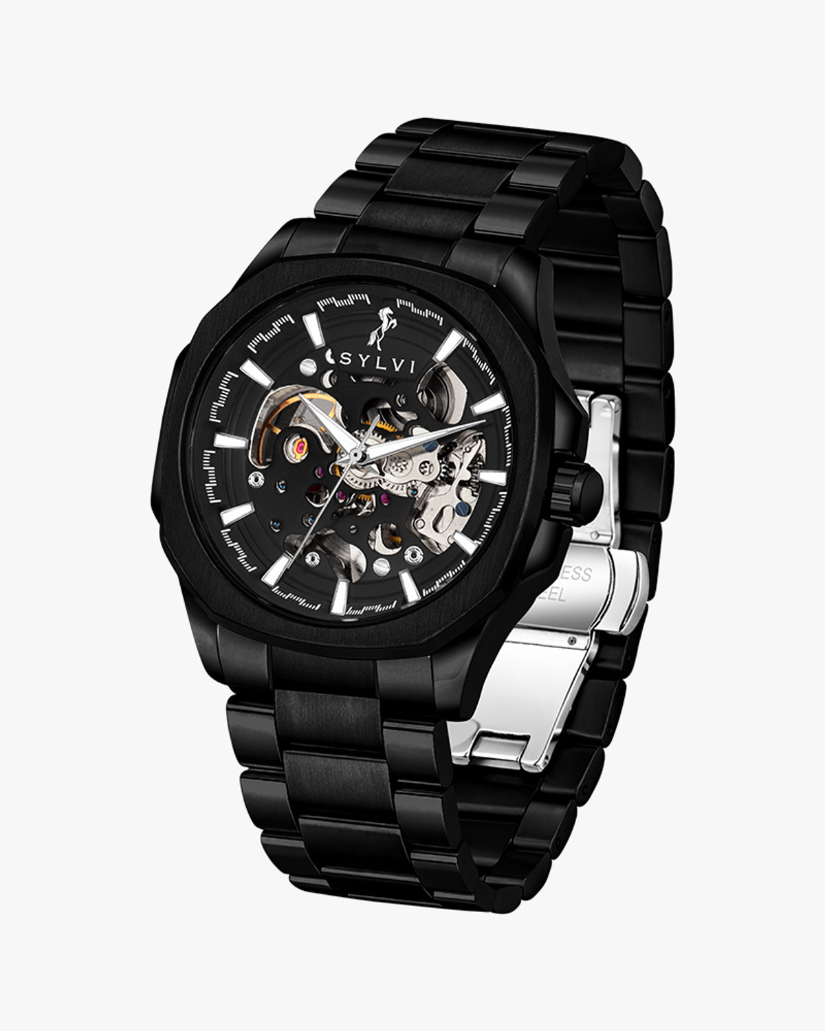 Image of Sylvi Analog Watch - For Men Automatic Black Stainless Steel Strap Watch for Men