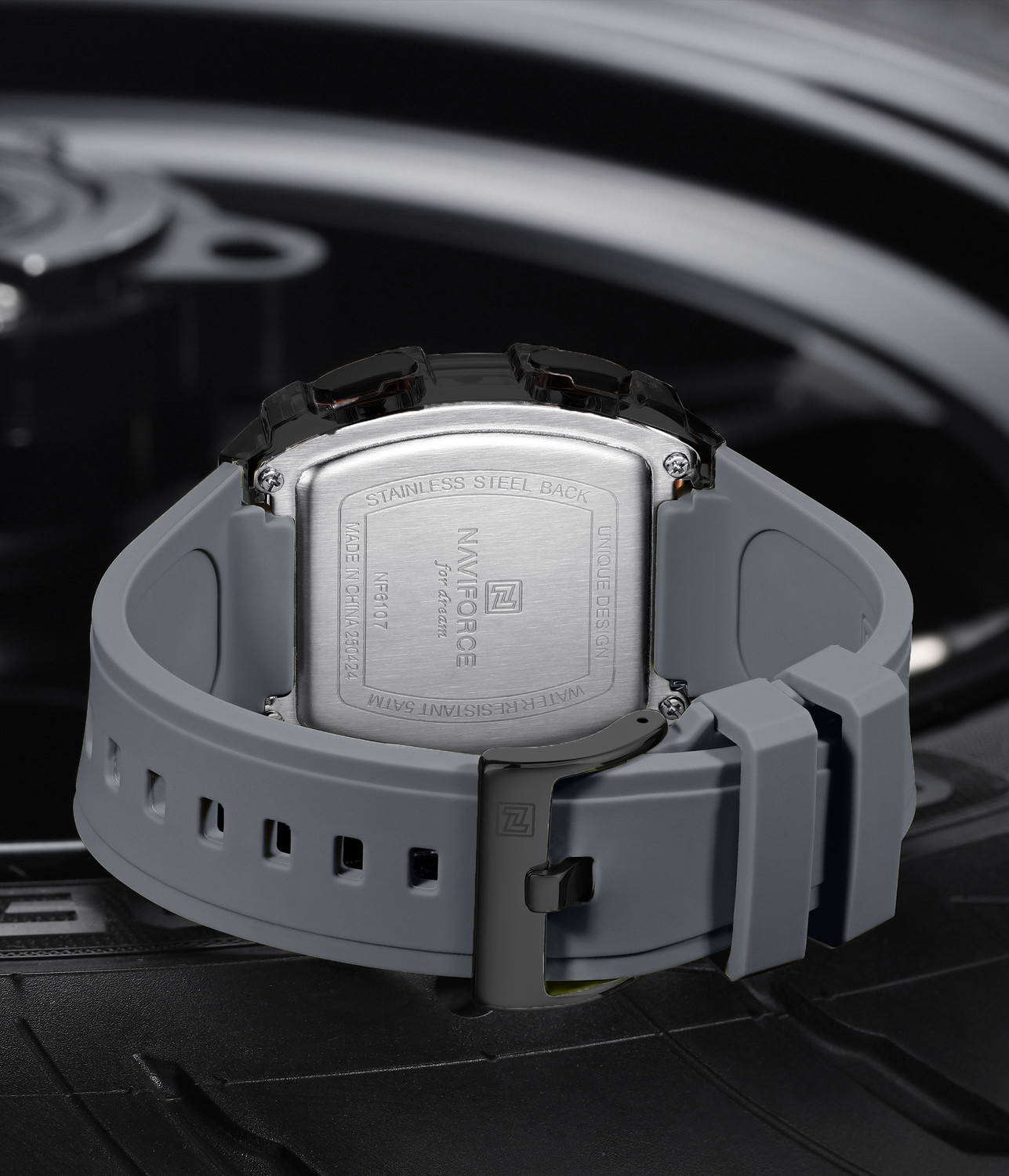 Image of NAVIFORCE Transparent Barel Shaped Sports LCD Digital Date Silicone Strap Digital Watch - For Men NF6107 Digital Display
