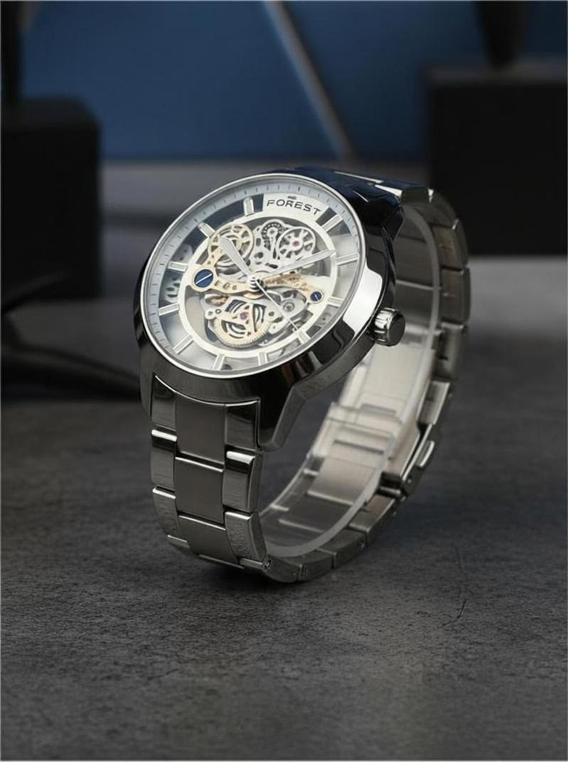 Image of Alix Silver Stainless Steel Sport Mechanical dial with working second chronograph Analog Watch - For Men AL2918 Classical Element