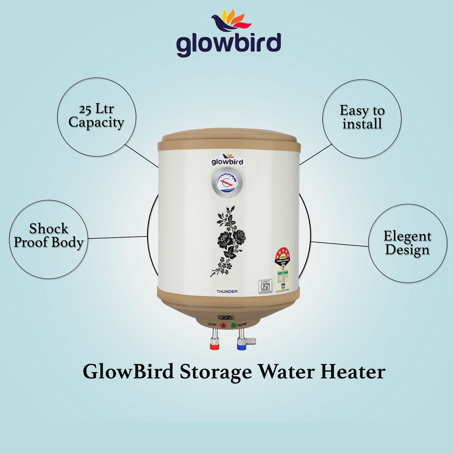 Image of Glowbird Thunder 25 Ltr- New 25 L Storage Water Geyser