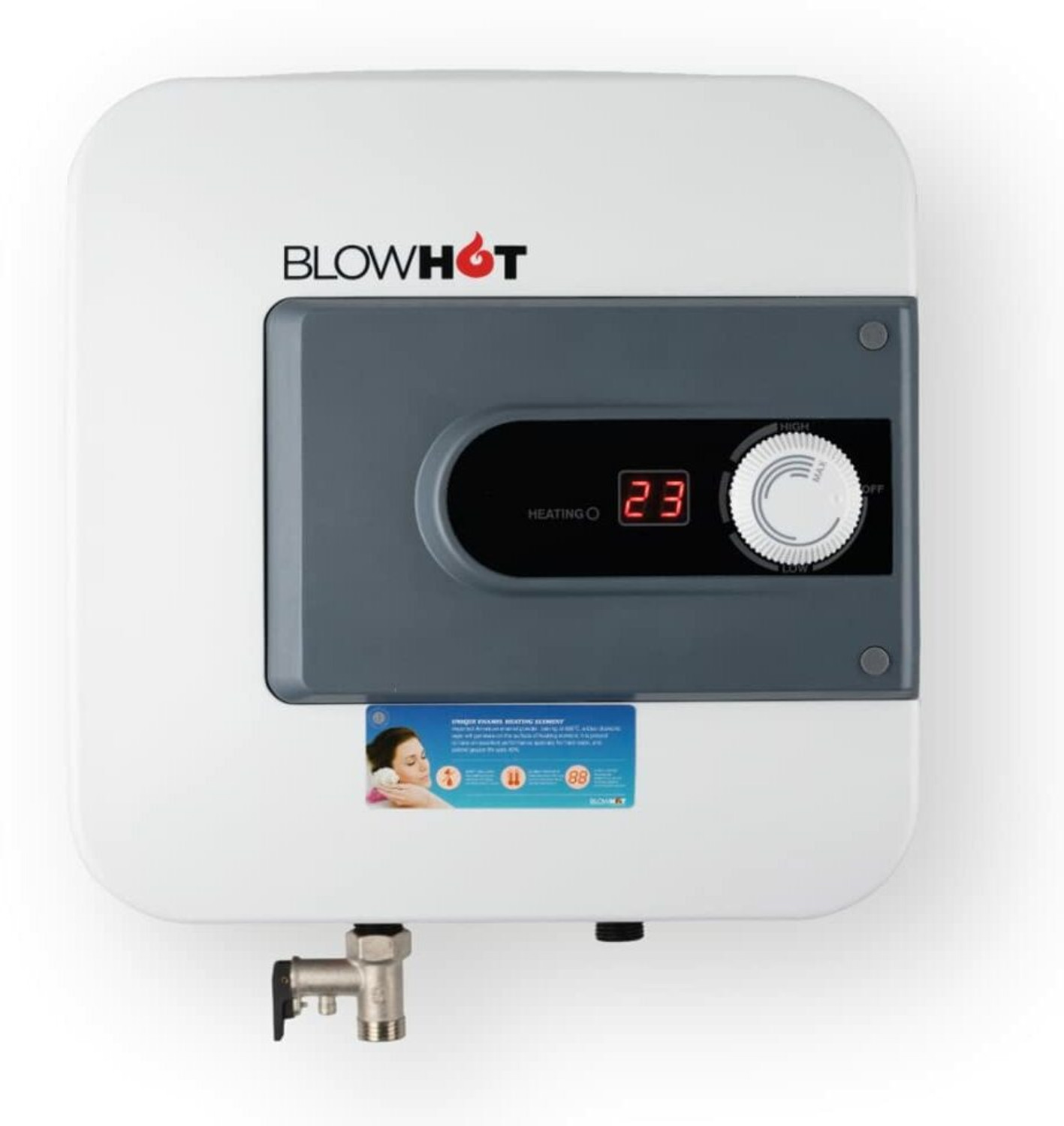 Image of BLOWHOT Instant Electric 10 Litre Storage Water Heater | Auto CUT-OFF (2000 Watt, 7 Year Warranty, 50Hz, 230V) with Low Power Consumption With 5 Star Rating 10 L Storage Water Geyser