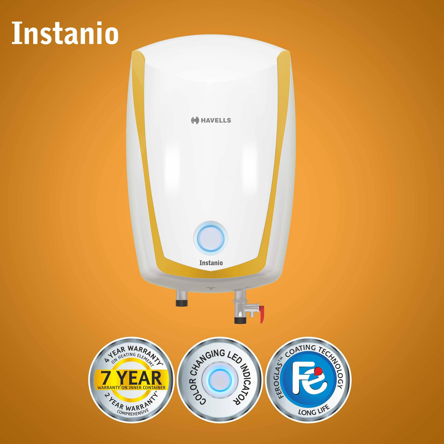 Image of HAVELLS Instanio 10 L Storage Water Geyser | 4 Star BEE Energy Rating | Glassline Tanked