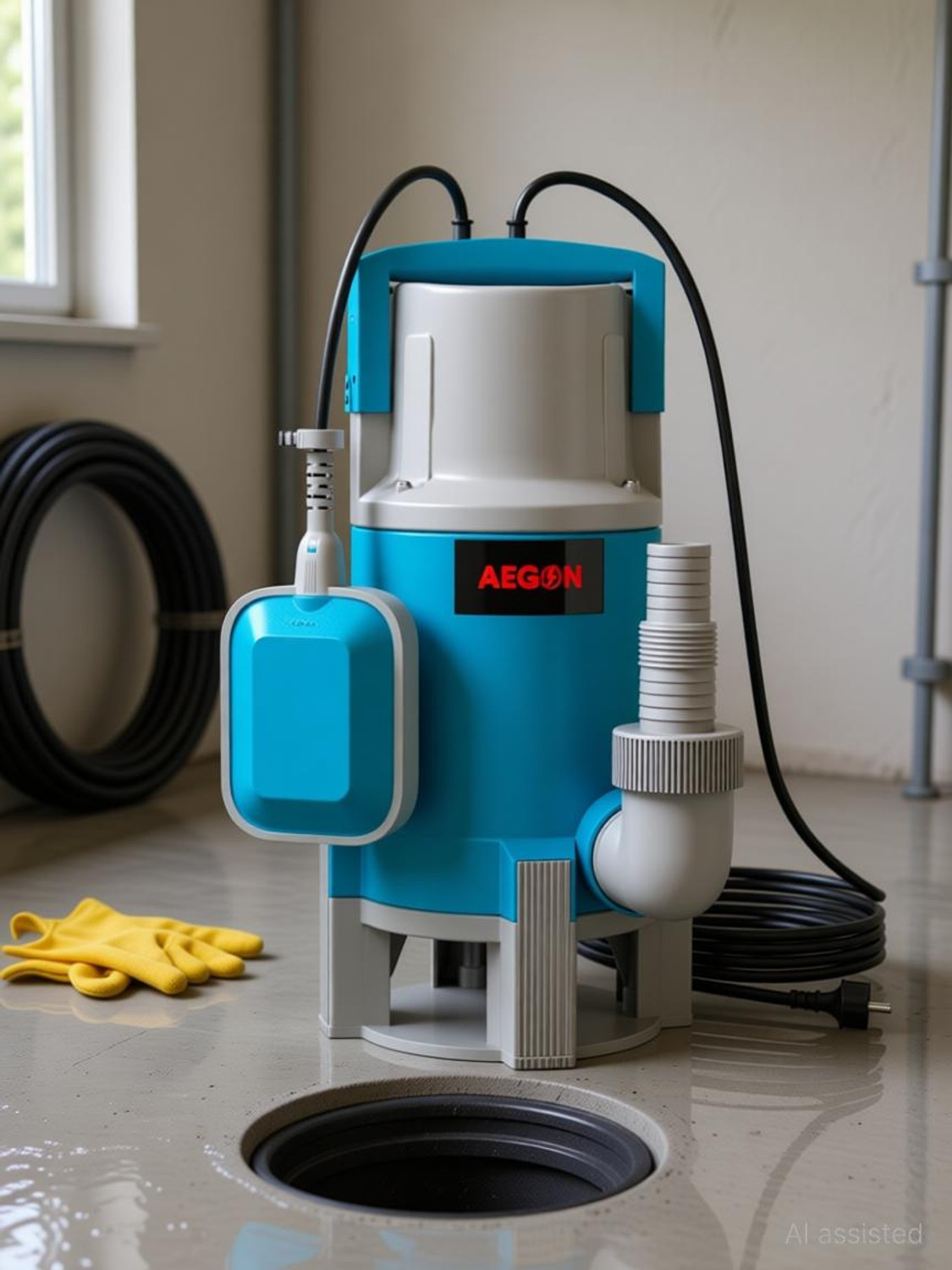 Image of AEGON ASP750 1hp, 750W Single Phase Sewage IPX8, 13000 L /H, Max Height 8m, Depth 7m Submersible Water Pump (1 hp)
