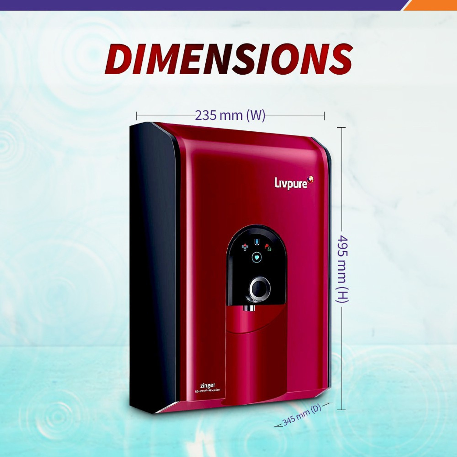 Image of LIVPURE LIV-ZINGER-HR 6.5 L RO + UV + UF + Minerals Water Purifier