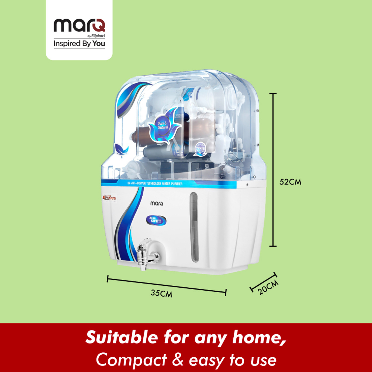 Image of MarQ by Flipkart Innopure UV Swift 10 L UV + UF + Copper Water Purifier with BIS Certification
