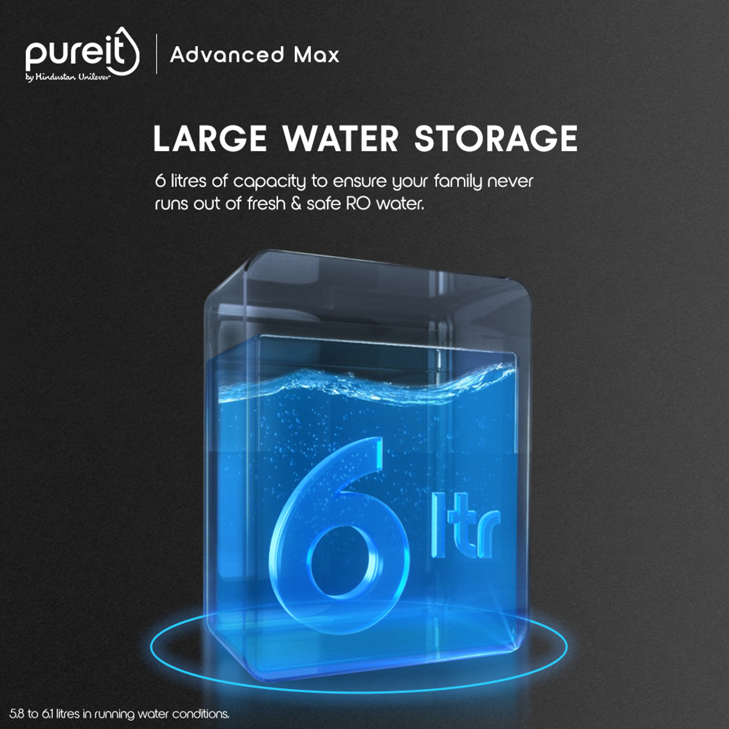 Image of Pureit by HUL Advanced Max 6 L Mineral RO + UV + MF + MP Water Purifier Suitable for all - Borewell, Tanker, Municipality Water