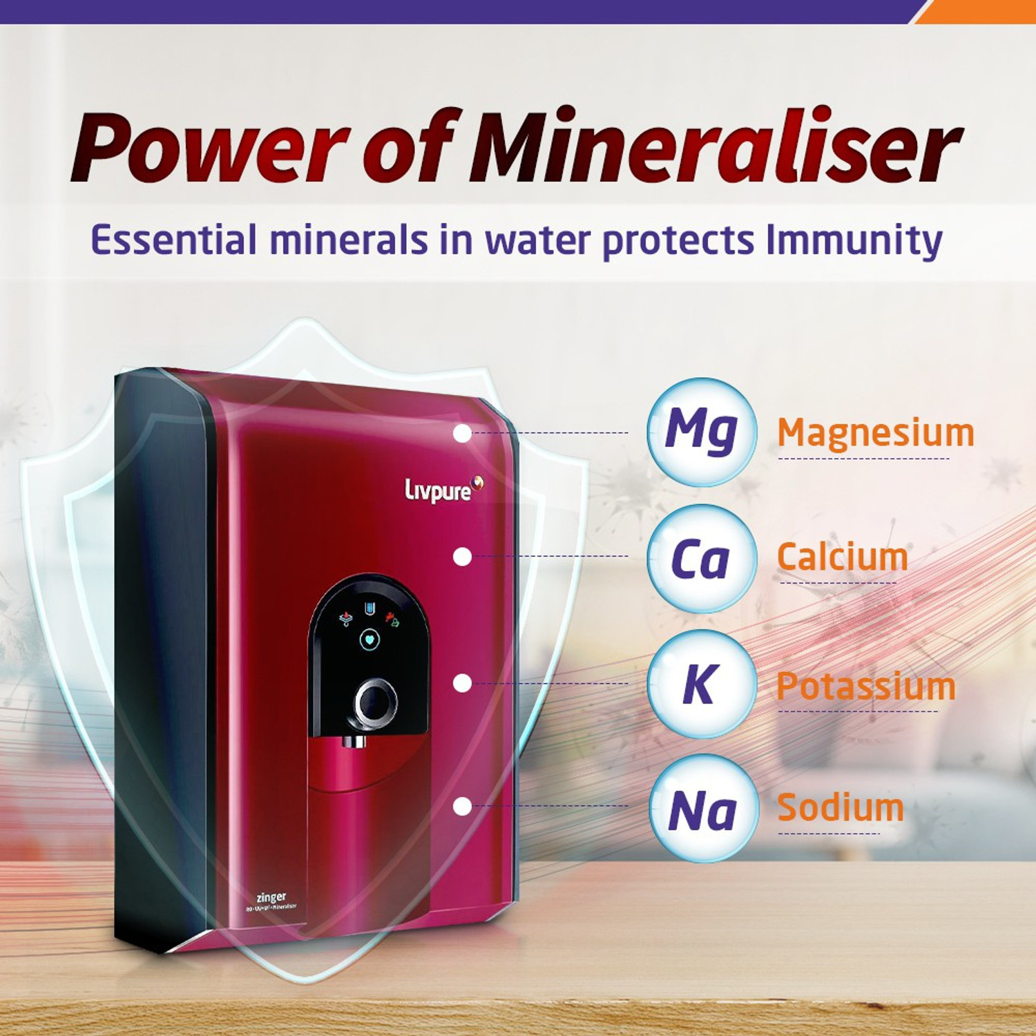 Image of LIVPURE LIV-ZINGER-HR 6.5 L RO + UV + UF + Minerals Water Purifier