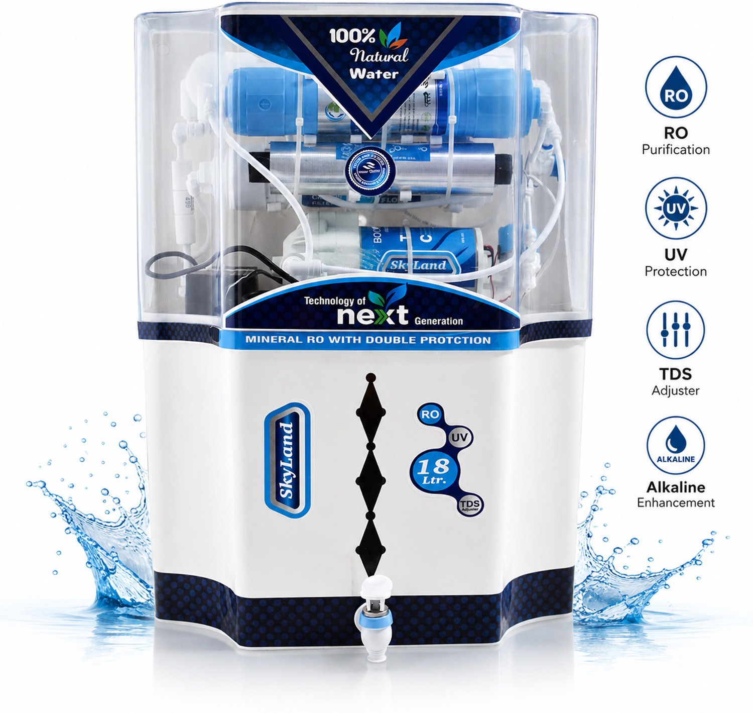 Image of Aquagrand OLLY Black Model with (ISI, BIS Certified) Needs No Service & 2 Years Warranty 10 L RO + UV + UF + Copper + TDS Control Water Purifier (Dark, Black)