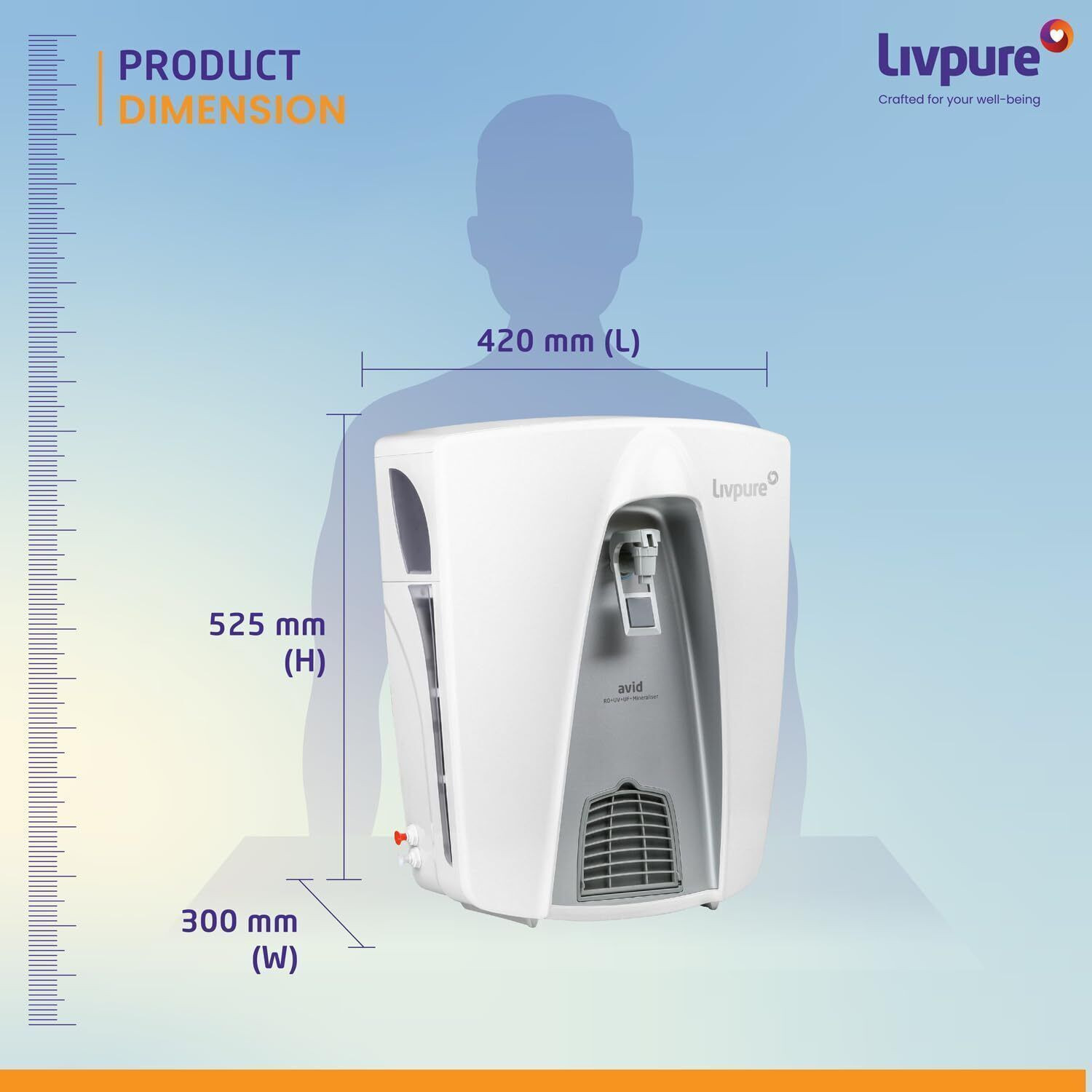 Image of Livpure LIV-AVID 8 L RO + UV + UF + Minerals Water Purifier (White)