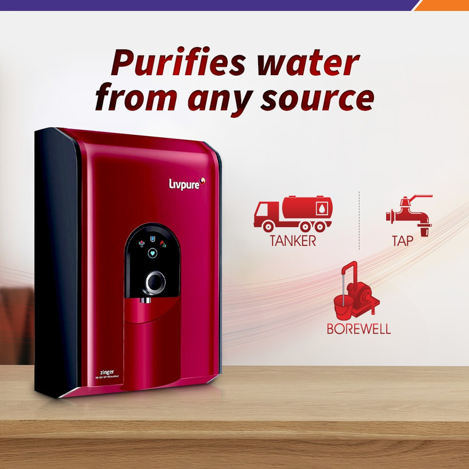 Image of LIVPURE LIV-ZINGER-HR 6.5 L RO + UV + UF + Minerals Water Purifier
