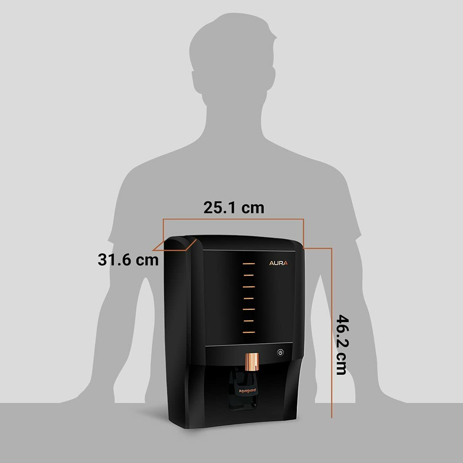 Image of Aquaguard Aura 7 L UV + UF Water Purifier with Active Copper Tech | 8-Stage Purification | Suitable only for Municipality Water Supply (Black)