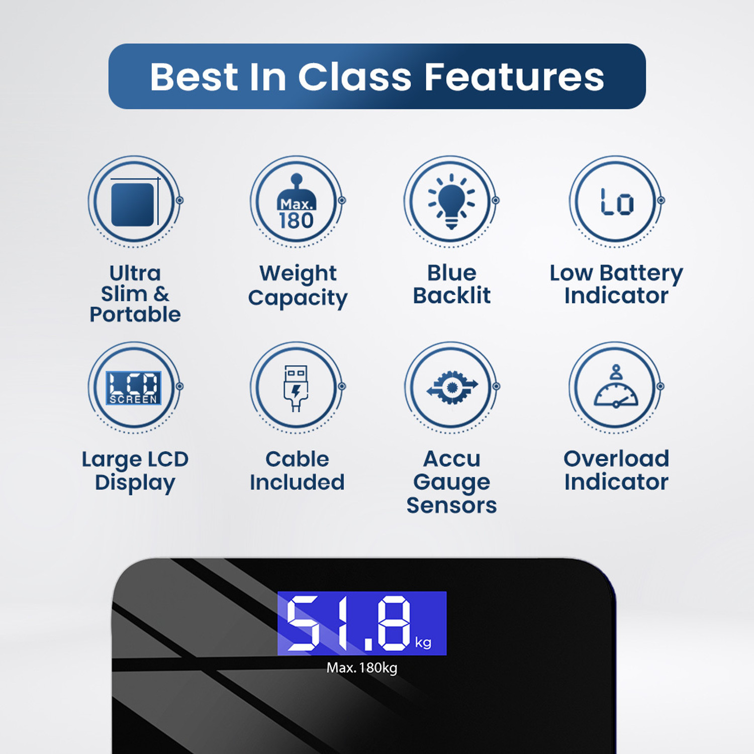Image of Dr Trust (USA) Zen Rechargeable Digital Personal Weighing Scale Electronic Weight Machine For Human Body (USB Cable Included) Weighing Scale