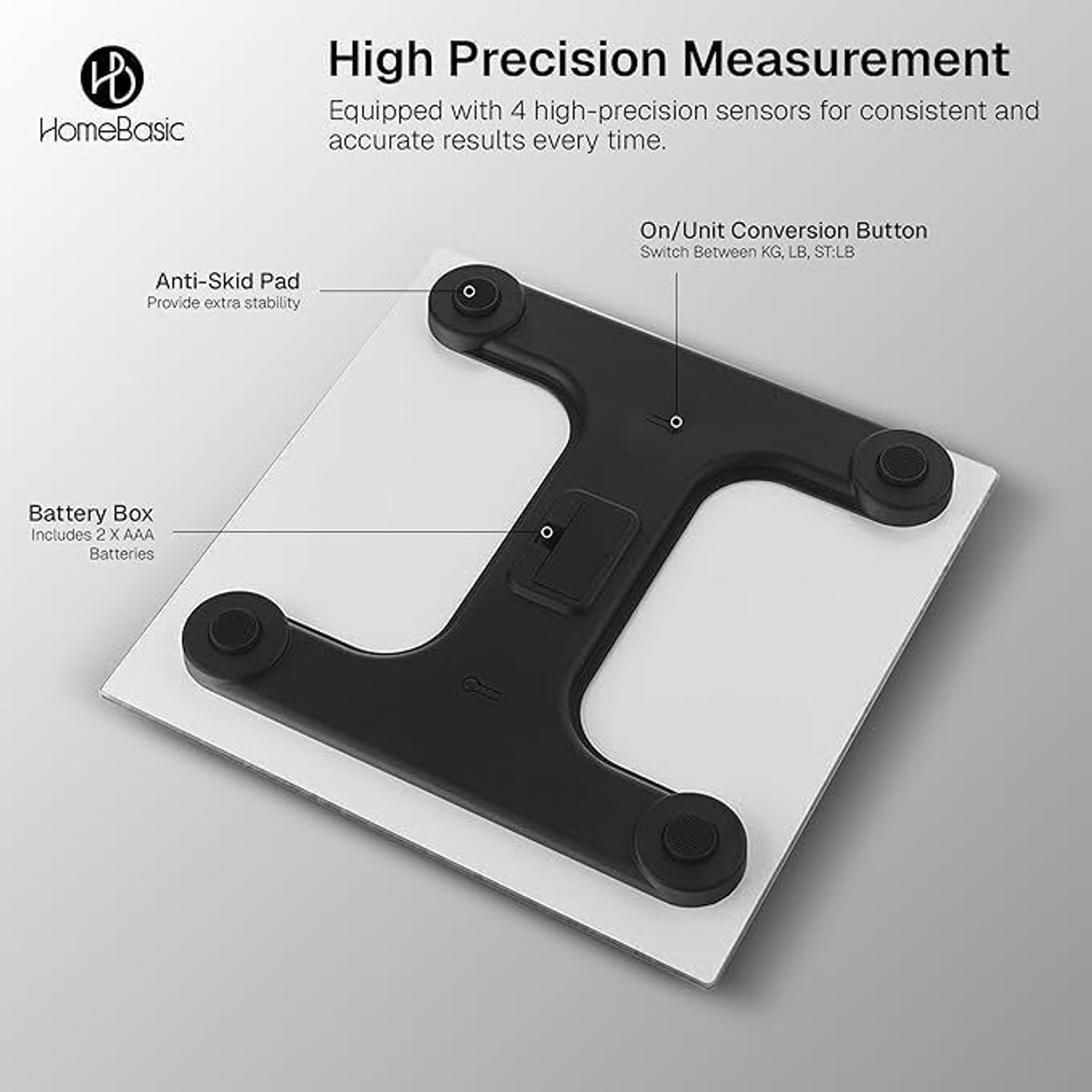 Image of HOMEBASIC Digital Body Weight Machine with LCD Display & 180kg Capacity, Auto On /Off Weighing Scale (Black)
