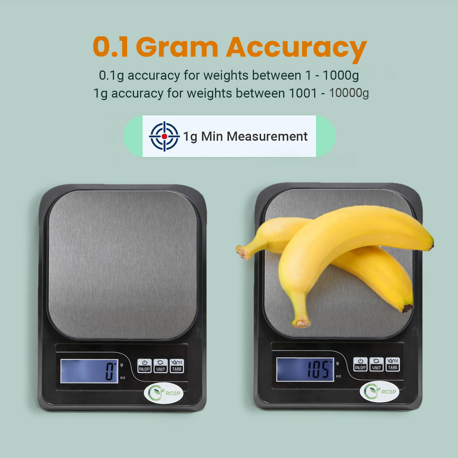 Image of RCSP SF-413 Digital Kitchen Weighing Scale High Precision, 10kg Capacity, LCD Display Weighing Scale (Black)