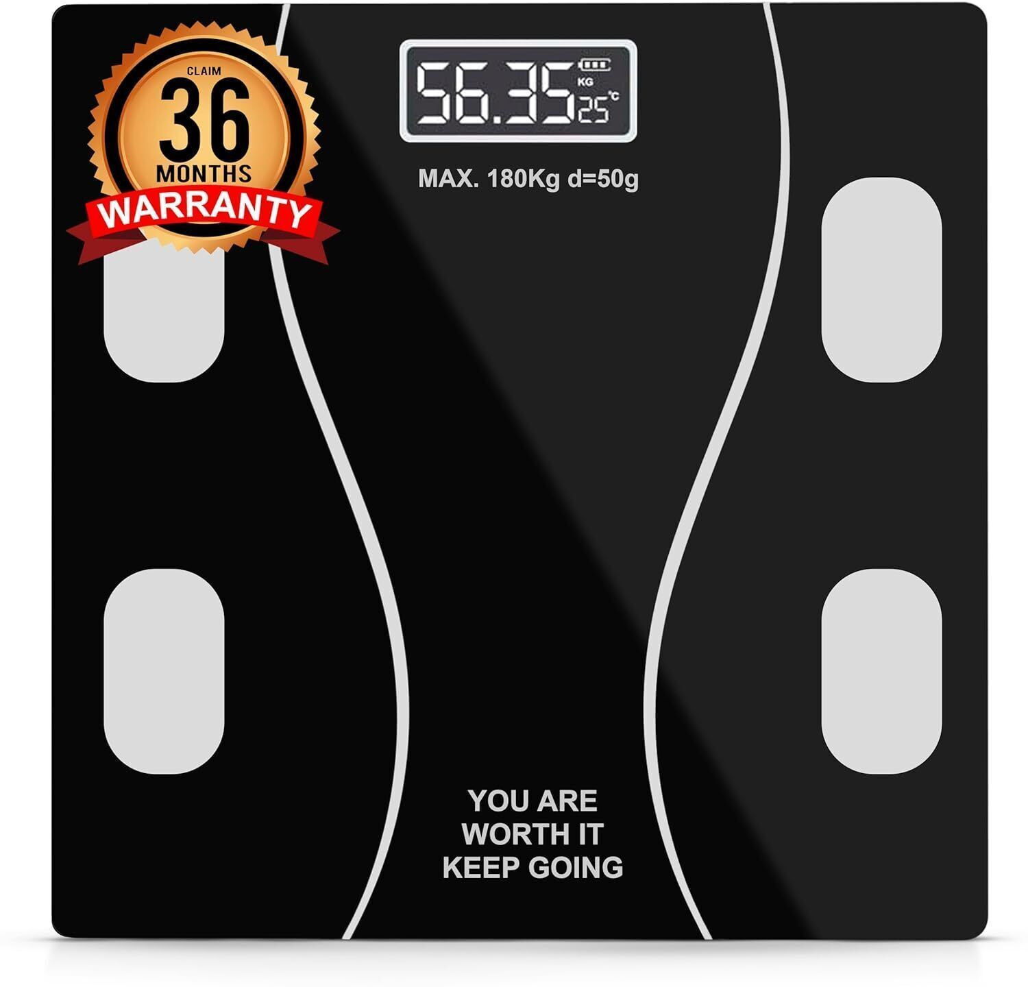 Image of HOMEBASIC Digital Body Weight Machine with LCD Display & 180kg Capacity, Auto On /Off Weighing Scale (Black)