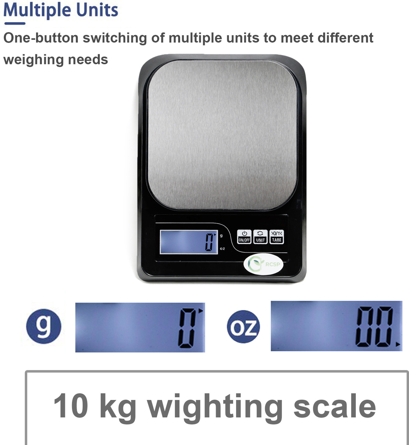 Image of RCSP SF-413 Digital Kitchen Weighing Scale High Precision, 10kg Capacity, LCD Display Weighing Scale (Black)