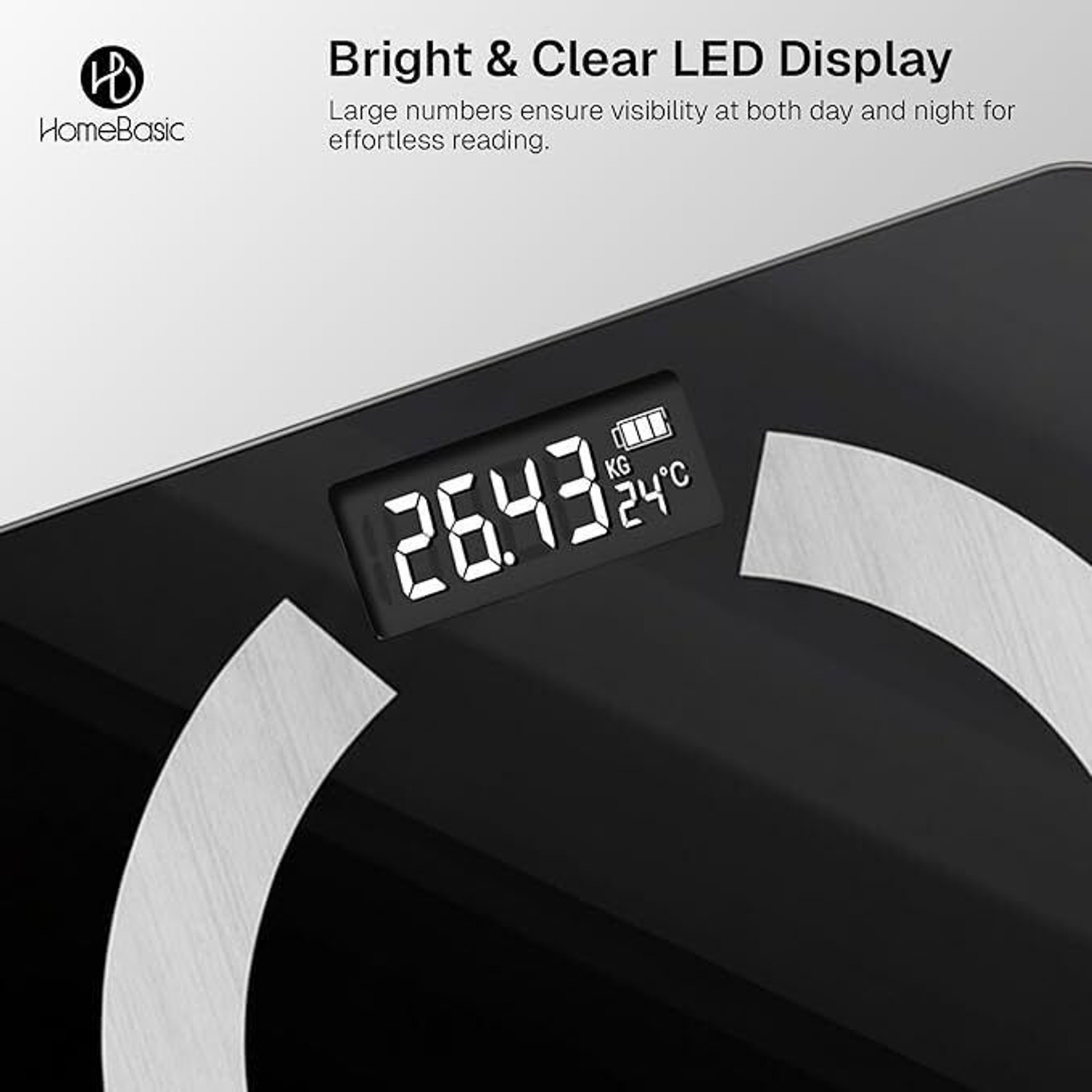 Image of HOMEBASIC Digital Body Weight Machine with LCD Display & 180kg Capacity, Auto On /Off Weighing Scale (Black)