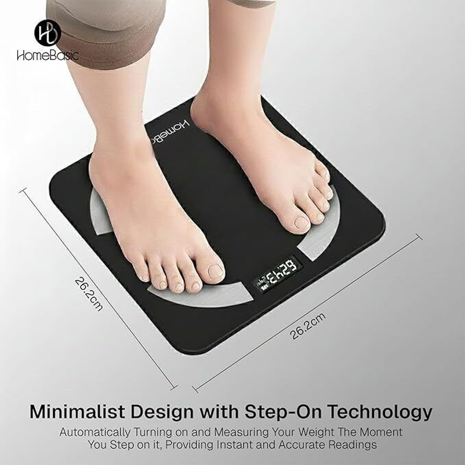 Image of HOMEBASIC Digital Body Weight Machine with LCD Display & 180kg Capacity, Auto On /Off Weighing Scale (Black)