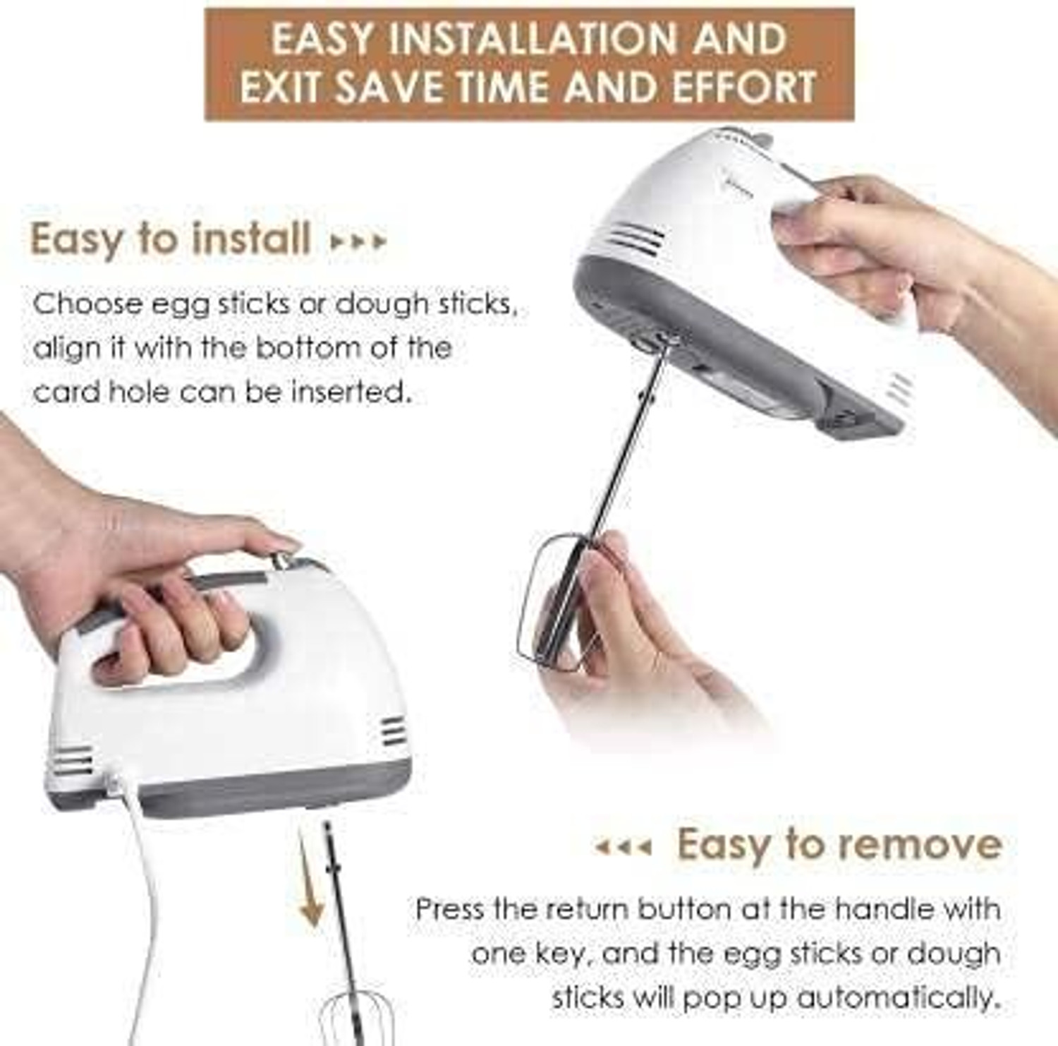 Image of PRAVRUSHTI Electric Hand Mixer | Hand Blender | Egg Beater | Cake Maker Plastic Spiral Whisk