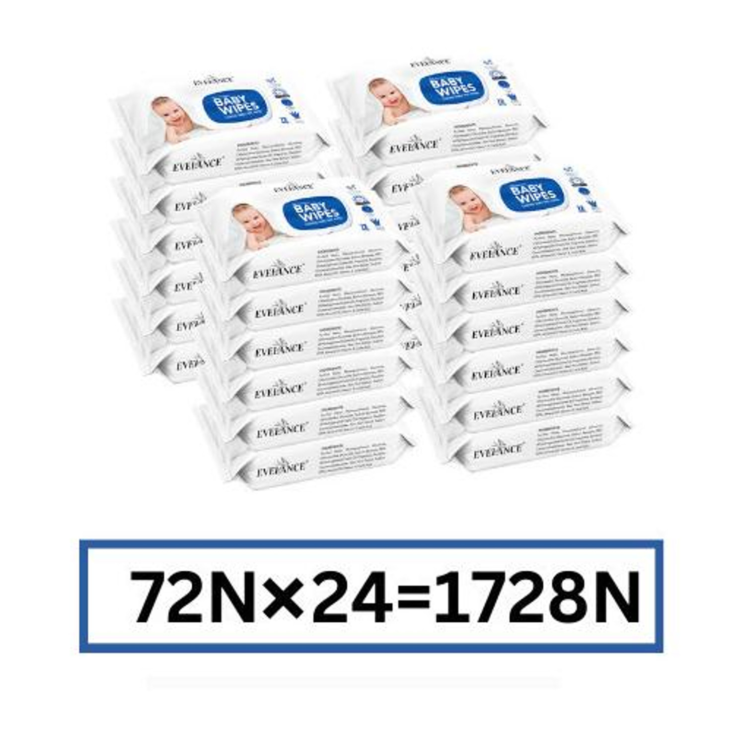 EVELANCE Caring Baby Wet Wipes with lid & Aloe Vera Extract| 72 Pieces|Pack Of 24