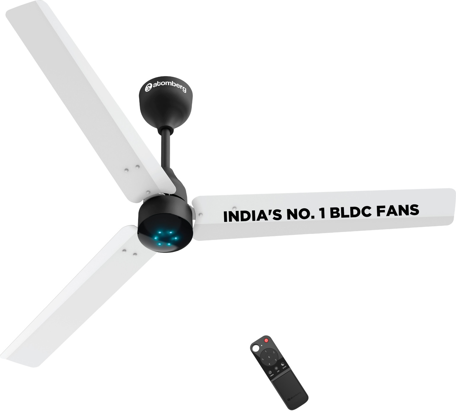 Atomberg Renesa Smart White 1200mm with 3 Year Warranty BLDC Motor with Remote 1200 mm Ceiling Fan (5 Star | White | Pack of 1)