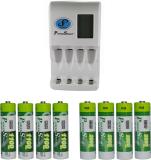 Power Smart Fast Charging Unit PS327 Combo With 2 Set 2800mahx4 AA And 1100mahx4 Cells  Camera Battery Charger (White)