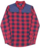 FLYING MACHINE Boys Checkered Casual Dark Blue, Red Shirt