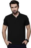 Roadster Solid Men Polo Neck Black T-Shirt