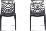 Supreme Web Plastic Cafeteria Chair (Black, Set of 2, Pre-assembled)