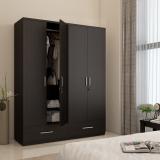 SPACEWOOD Linden Engineered Wood 4 Door Wardrobe (Finish Color - NATURAL WENGE, Knock Down)