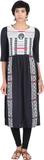 W Women Printed Straight Kurta (Black)