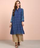 BIBA Women Printed Straight Kurta (Blue)