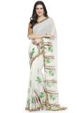 Shaily Retails Printed Bollywood Georgette Saree (White)