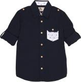 FLYING MACHINE Boys Solid Casual Dark Blue Shirt