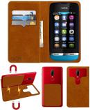 ACM Flip Cover for Nokia Asha 311 (Gold, Cases with Holder, Pack of: 1)