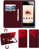 ACM Flip Cover for Iball 4a Radium (Maroon, Cases with Holder, Pack of: 1)