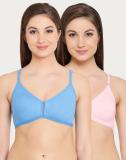 Clovia Clovia Pack of 2 Cotton Non-Padded Non-Wired T-Shirt Bra Women Full Coverage Lightly Padded Bra (Multicolor)