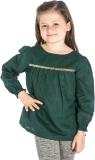 Cherry Crumble by Nitt Hyman Girls Casual Cotton Blend Top (Green, Pack of 1)