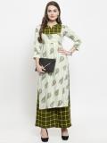 indibelle Women Printed Straight Kurta (Green)