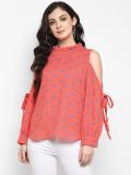 PANNKH Casual Full Sleeve Printed Women Pink Top