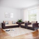 Bharat Lifestyle Ozone fabric and Leatherette 3 + 1 + 1 Sofa Set (Cream Brown, DIY(Do-It-Yourself))