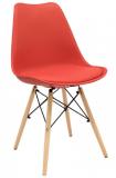 Finch Fox Eames Replica Nordan DSW Stylish & Modern Furniture Plastic Chairs with Cushion for Cafeteria Seating/Dining Chair/Side Chair/Kitchen/Restaurants/Hotels (Red Color) Plastic Dining Chair (Set of 1, Finish Color - Red)